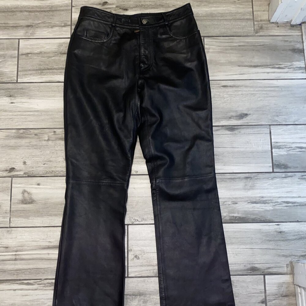 Sz.9/10*Jou Jou Skins*Black 100% Leather Jeans--Lined